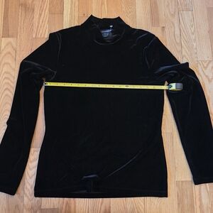 French Connection Black Velvet Long Sleeve Mock Neck Top